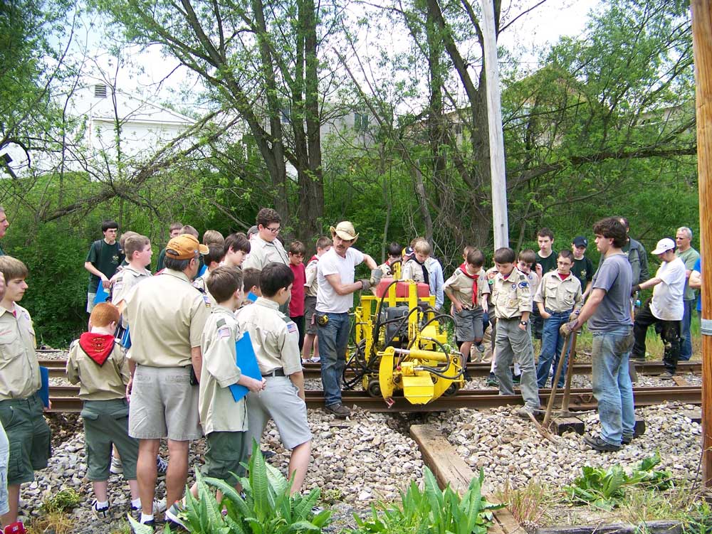 Scouts get a hands-on look at PTM rail equipment.