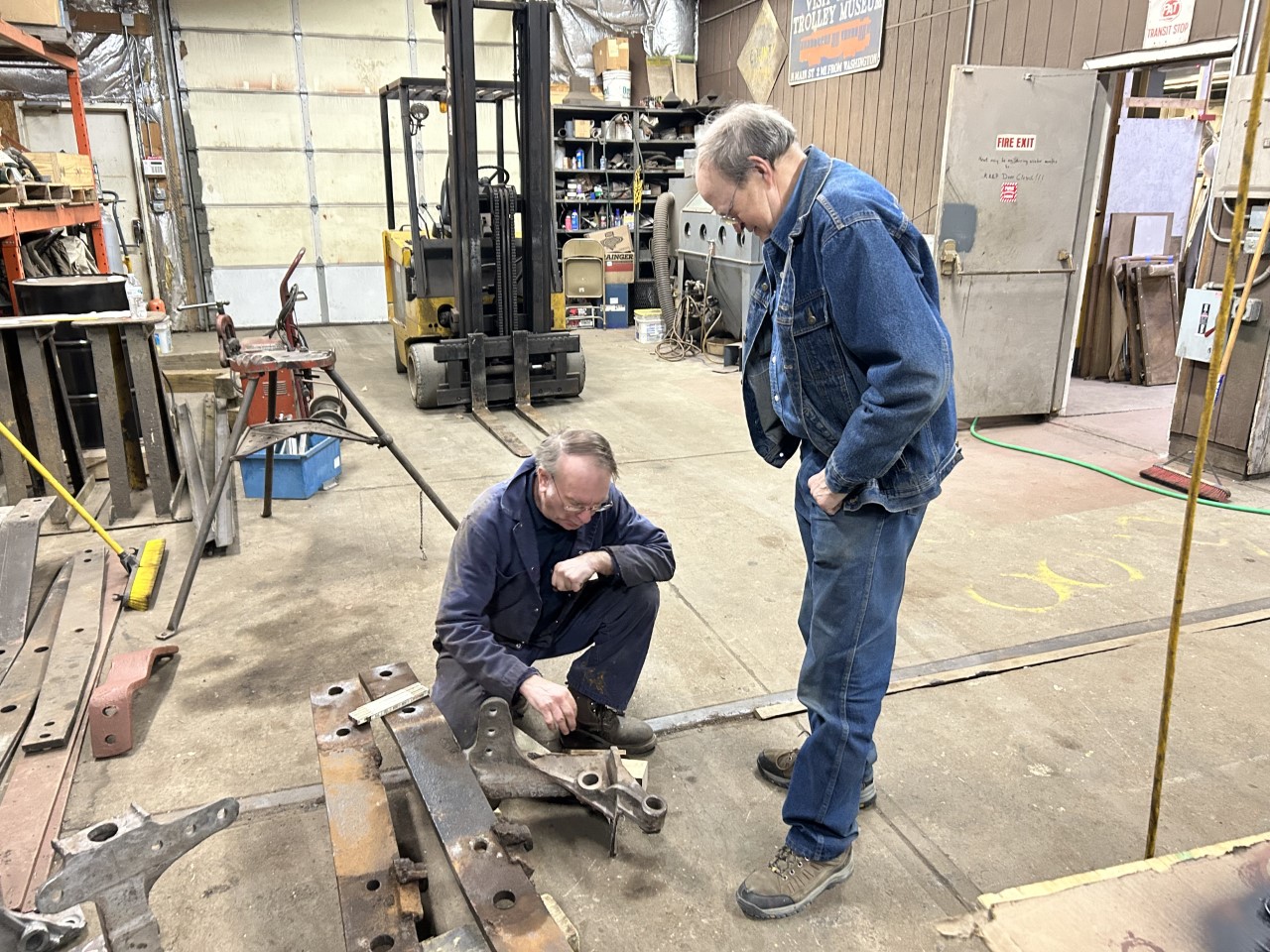 2023-02-15 Bernie Orient & Bob Jordan Looking At 3618's Truck Parts