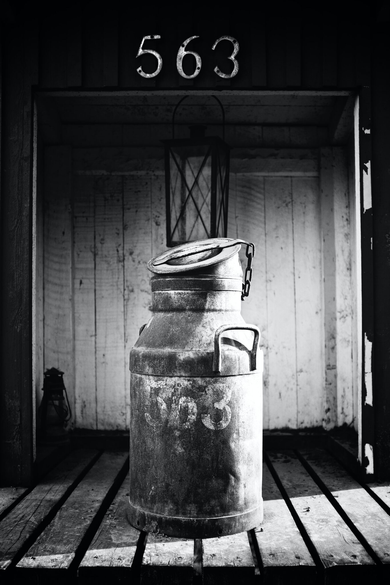 Milk Can black and white