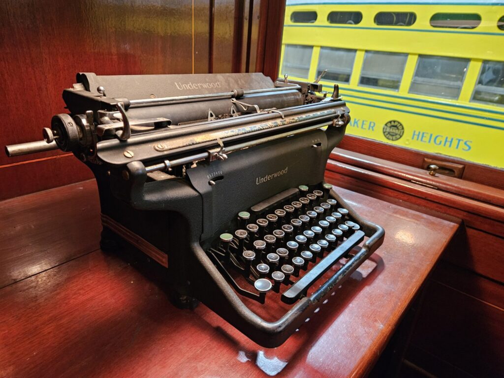 typewriter with PCC in background