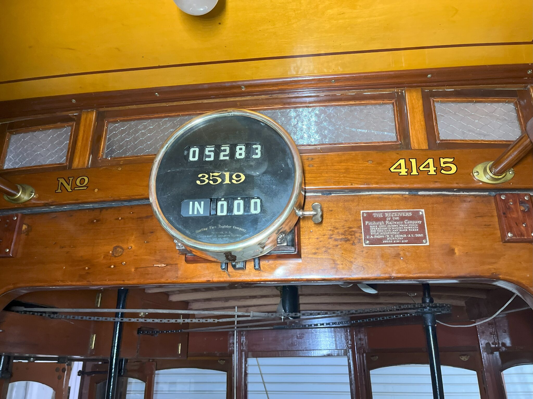 The Restored Fare Register And Trustee Plate Inside 4145